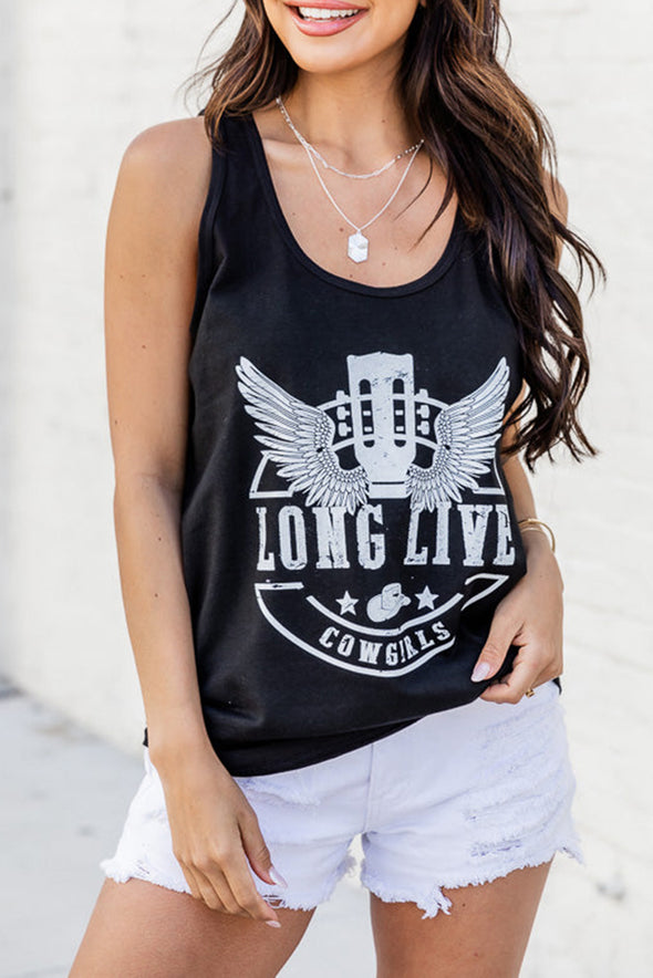 Letters Sunflower Graphic Tank Top