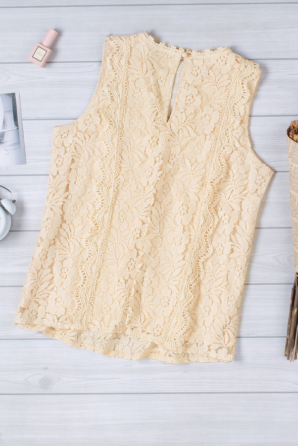 Wine Red Lace V Neck Tank Top