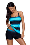 Greenish Strappy Hollow-out Back Plus Size Tankini