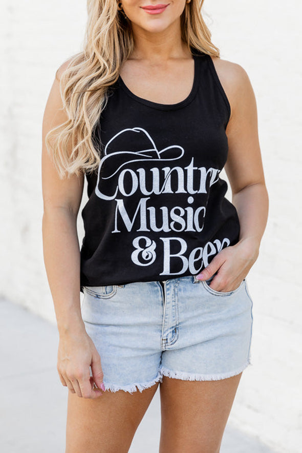 Letters Sunflower Graphic Tank Top