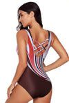 Gradient Criss Cross Back One Piece Swimsuit