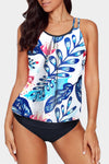 Print Criss Cross Hollow-out Tankini Swimwear