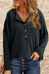 Khaki Buttoned Loose Long Sleeve Shirt