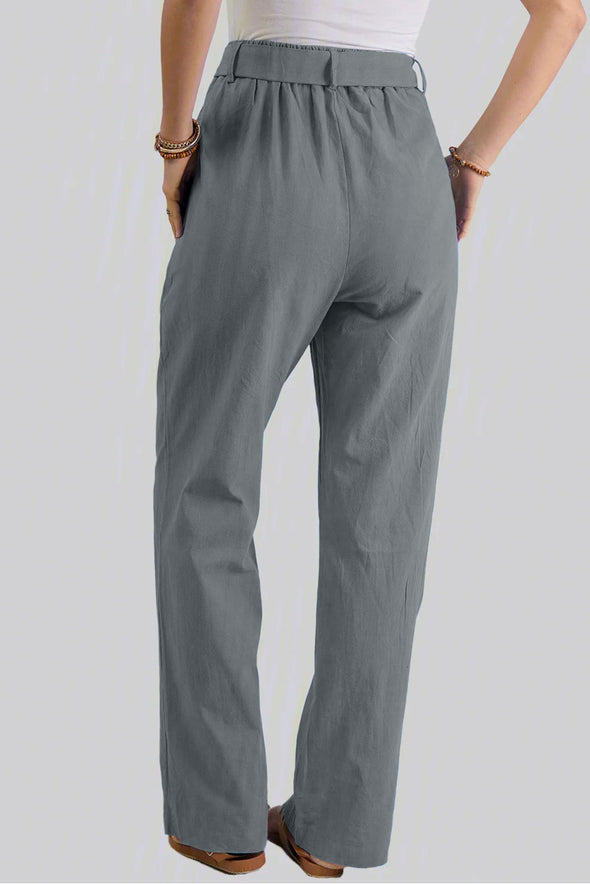 Elastic Waist Drawstring Wide Leg Pants