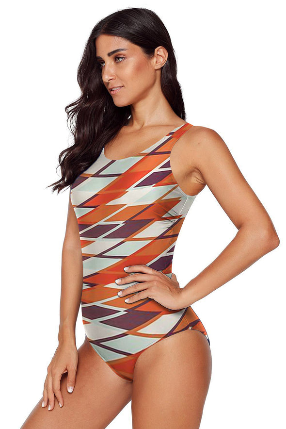 Gradient Criss Cross Back One Piece Swimsuit
