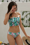 Cute Floral Patterned Smocked Bikini