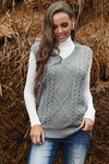 Wine Sleeveless Cable Knitted Sweater Tank