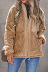 Zip Up Sherpa Coat with Pocket