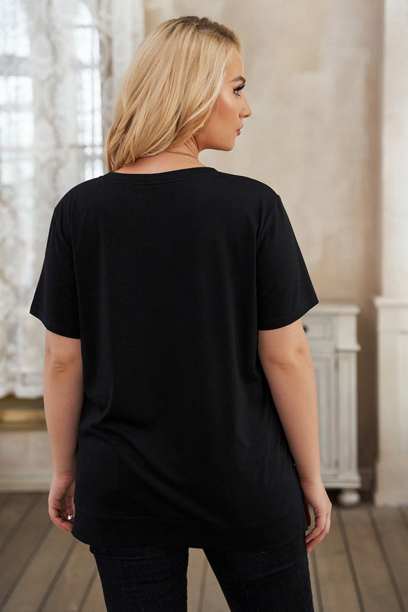 Leopard Lightning Print Crewneck Plus Size T-shirt