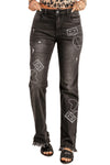 Raw Hem Straight Leg Jeans