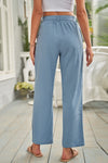 Elastic Waist Drawstring Wide Leg Pants