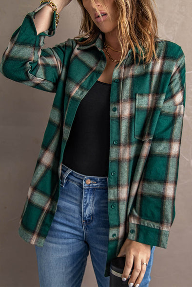 Drop Shoulder Plaid Casual Shirt