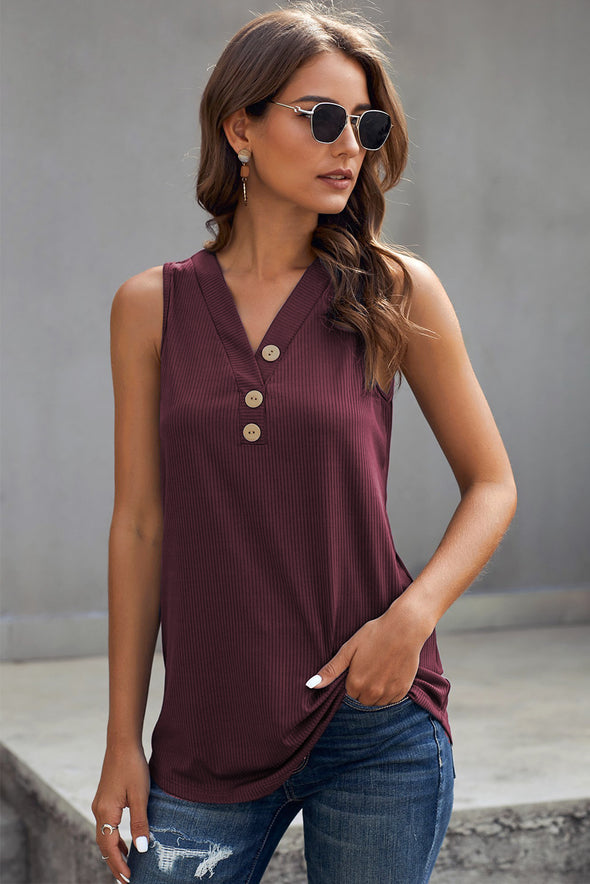 Just Say The Word 3 Button Tank Top