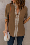 Chic Boho V Neckline Half Sleeve Blouse