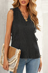 Wine Red Lace V Neck Tank Top