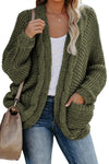 Chunky Knit Solid Cardigan with Pocket