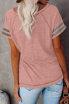 Stripe Sleeve Colorblock T-shirt