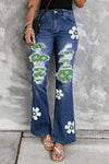 High Waist Distressed Bell Jeans