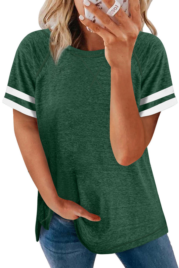 Plain Colorblock Raglan Sleeve T-shirt