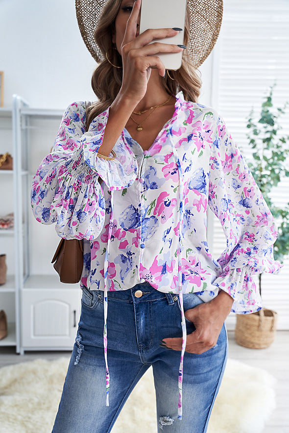 Cakewalk Floral Smocked Blouse
