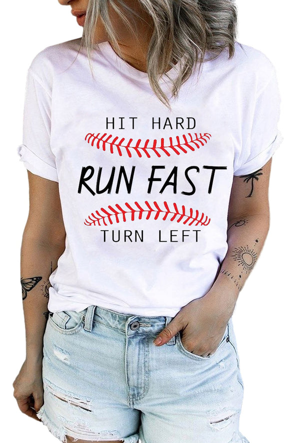 Letter Heart-shaped Rugby Graphic Print Short Sleeve T-shirt