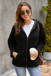 Zip Up Sherpa Hooded Coat with Pocket