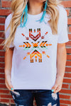 Letter Heart-shaped Rugby Graphic Print Short Sleeve T-shirt