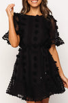 Crew Neck Swiss Dot Mini Dress