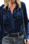 Retro Velvet Pocket Long Sleeve Shirt