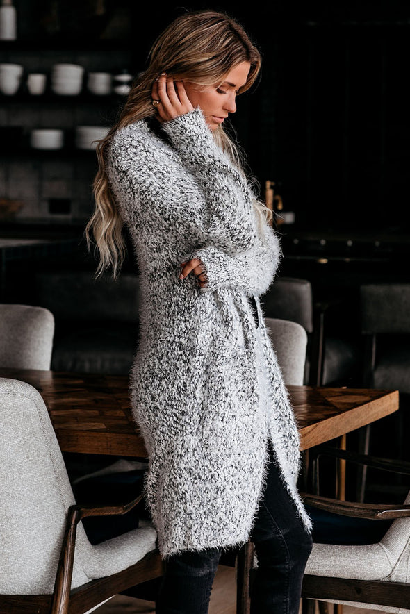 Fuzzy Knit Cardigan with Pockets