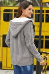Fur Hood Horn Button Sweater Cardigan