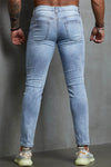Men's Skull Print Patchwork Distressed Skinny High Waist Jeans