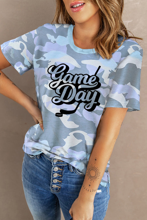 Crew Neck Camo Side Split T-shirt