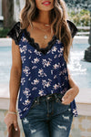 Eyelash V Neck Striped Tank