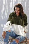 White Colorblock Furry Hoodie