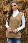 Wine Sleeveless Cable Knitted Sweater Tank