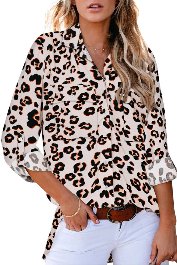 Classic Leopard Print Shirt with Pockets