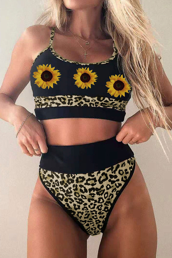 Color Block Camisole High Waisted Swimsuit