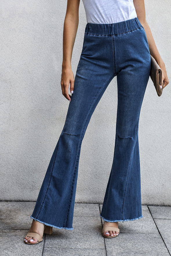 Distressed Bell Bottom Denim Pants