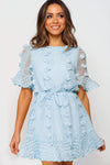 Crew Neck Swiss Dot Mini Dress