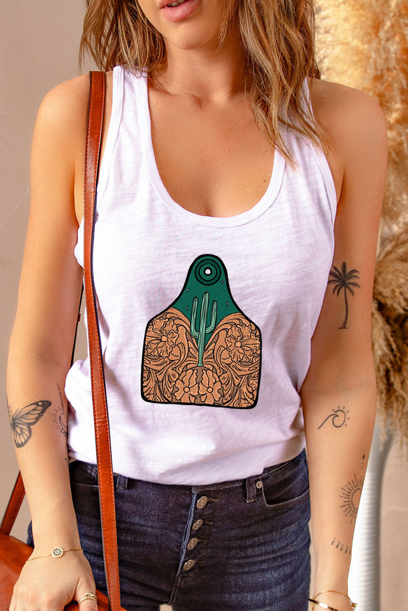 Letters Sunflower Graphic Tank Top
