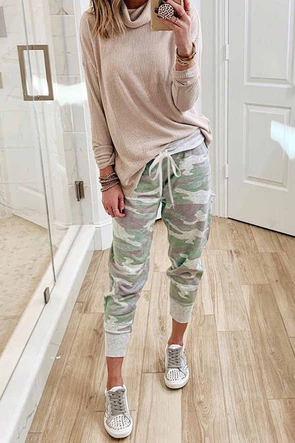Camo Print Knit Sport Pants
