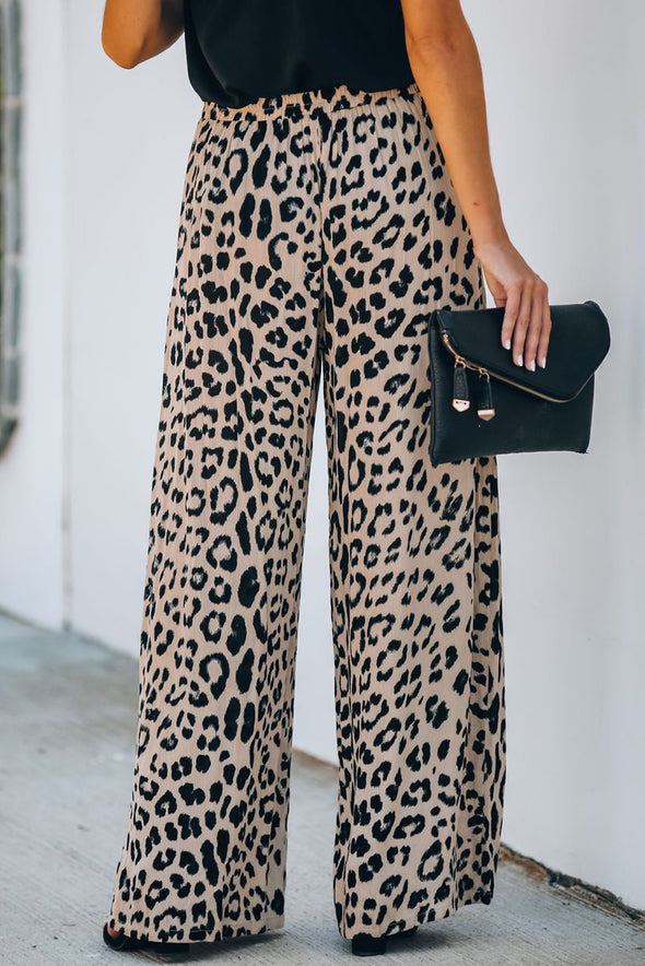 Print High Rise Wide Leg Pants