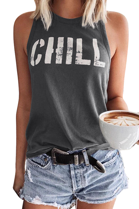 CHILL Graphic Print Tank Top