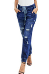 Distress Drawstring Pocketed Joggers