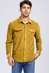 Men Corduroy Flap Pocket Button Front Shirt