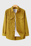 Men Corduroy Flap Pocket Button Front Shirt