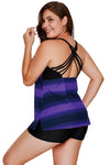 Greenish Strappy Hollow-out Back Plus Size Tankini
