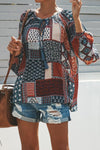 Multicolor Floral Print Peasant Blouse