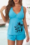 Two-piece V Neck Racerback Plus Size Swimwear